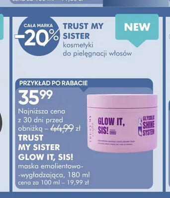 Maska emolientowo-wygładzająca TRUST MY SISTER Glow It, Sis! promocja w Super-Pharm