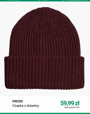 Czapka z dzianiny Pieces promocja w Deichmann