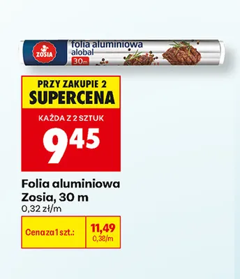 Folia aluminiowa Zosia 30 m promocja w Biedronka