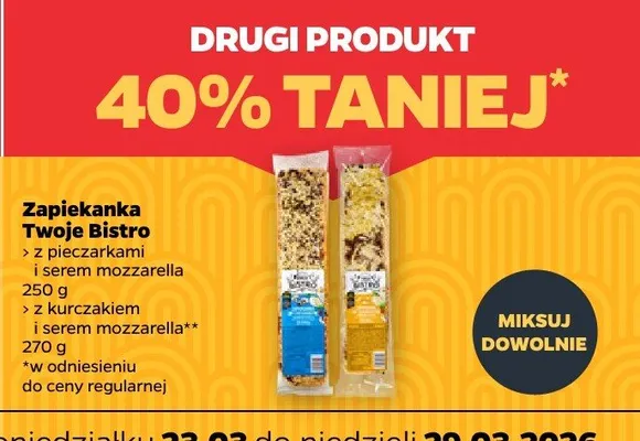 Zapiekanka z 2 pieczarkami i serem mozzarella / z kurczakiem i serem mozzarella promocja w Netto