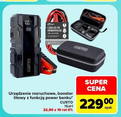 Urządzenie rozruchowe booster litowy z funkcją power banku Custo promocja w Carrefour