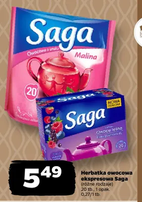Herbatka owocowa ekspresowa Saga promocja w Netto