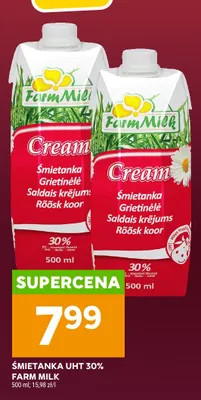 Śmietanka UHT Farm Milk 30% promocja w Stokrotka