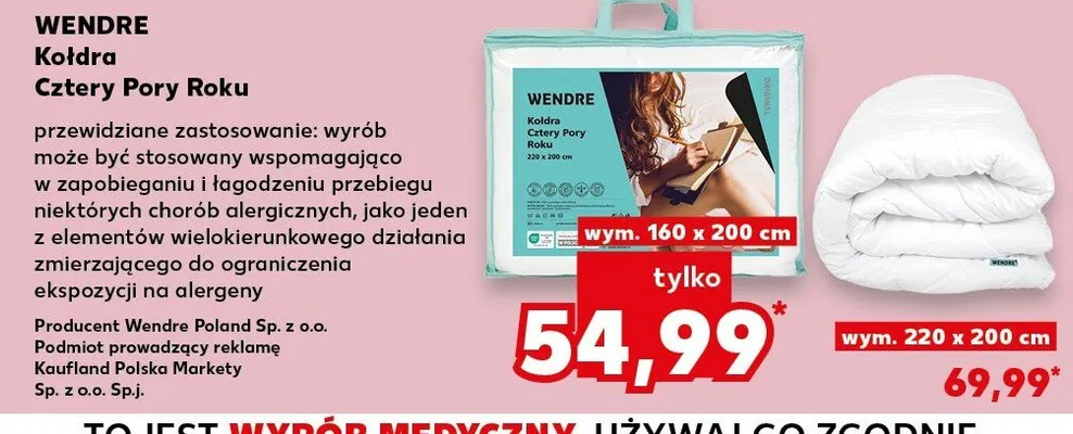 Kołdra Cztery Pory Roku 220x200 cm promocja w Kaufland