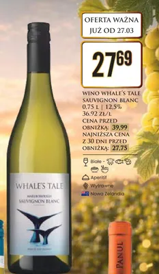 Wino Whale's Tale Sauvignon Blanc promocja w Dino