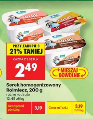 Serek homogenizowany truskawkowy Rolmlecz promocja w Biedronka