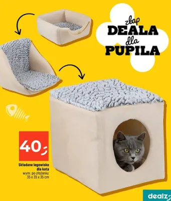 Składane legowisko dla kota wym. po złożeniu: 35 x 35 x 35 cm promocja w Dealz