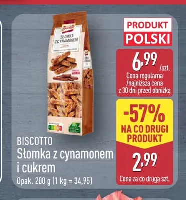 Słomka z cynamonem i cukrem Biscotto promocja w Aldi