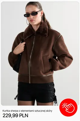 Kurtka sherpa z elementami sztucznej skóry Cropp promocja w Cropp