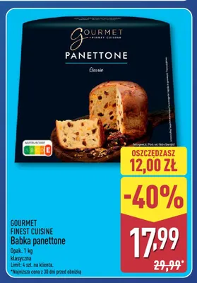 Babka panettone klasyczna Gourmet Finest Cuisine promocja w Aldi