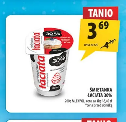 Śmietanka Łaciata 30% Mlekpol promocja w Arhelan