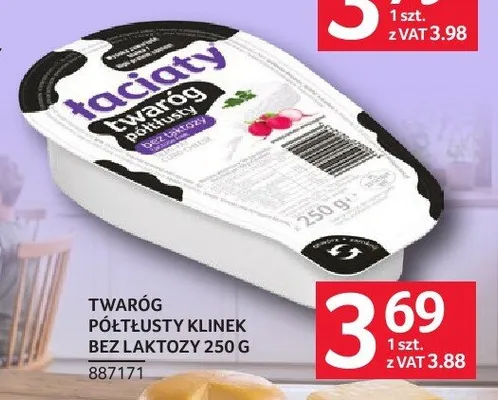 Twaróg półtłusty klinek bez laktozy Łaciaty promocja w Selgros