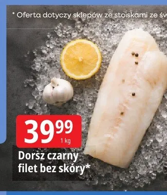Dorsz czarny filet bez skóry promocja w Leclerc