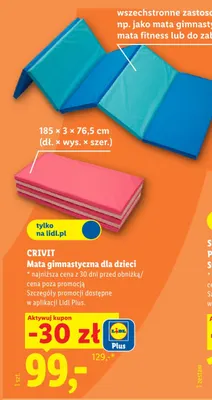 Mata gimnastyczna dla dzieci Crivit 185x3x76,5 cm promocja w Lidl