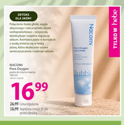 Pasta do mycia twarzy Pore Oxygen Nacomi promocja w Hebe