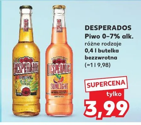 Piwo Desperados 0–7% alk. promocja w Kaufland