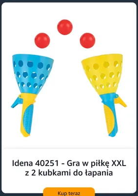 Gra w piłkę Idena XXL z 2 kubkami do łapania promocja w Amazon