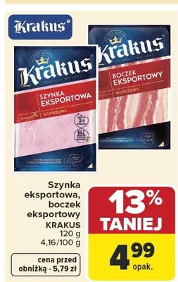 Szynka eksportowa Krakus promocja w Carrefour Market
