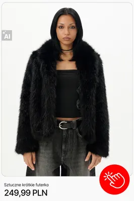 Sztuczne krótkie futerko Cropp promocja w Cropp