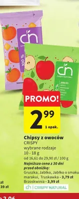 Chipsy z owoców Crispy Natural brzoskwinia promocja w Intermarche