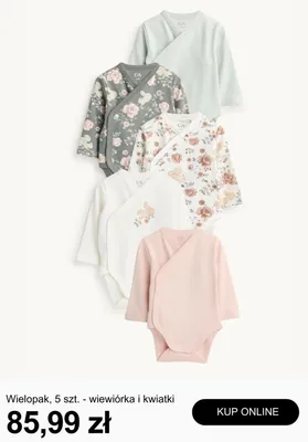 Body niemowlęce C&A Wielopak 5-pak wiewiórka i kwiatki promocja w C&A