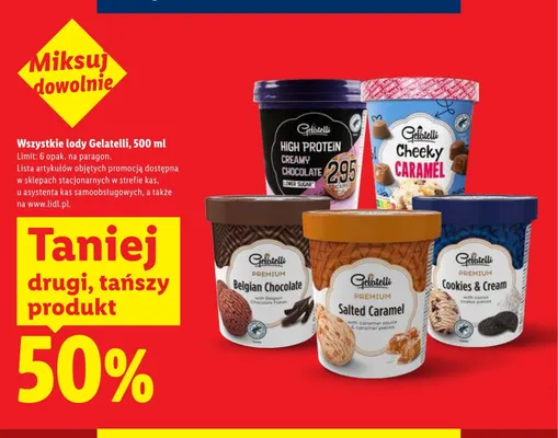 Lody Gelatelli Premium Cookies & Cream promocja w Lidl