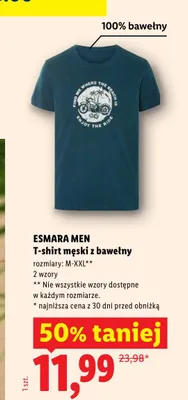 T-shirt męski z bawełny Esmara Men promocja w Lidl