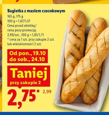 Bagietka z masłem czosnkowym Piekarnia Lidla promocja w Lidl