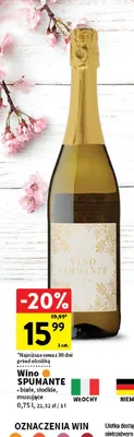 Wino spumante białe, słodkie, musujące promocja w Intermarche