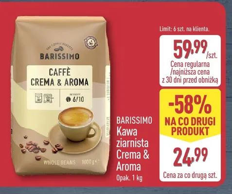 Kawa ziarnista Crema & Aroma Barissimo promocja w Aldi