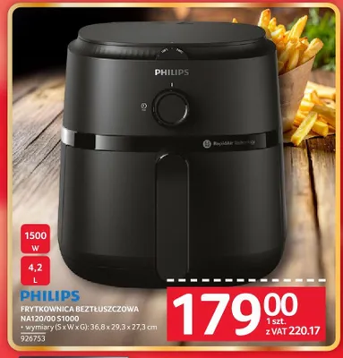 Frytkownica beztłuszczowa PHILIPS NA120/00 S1000 1500W 4,2l promocja w Selgros