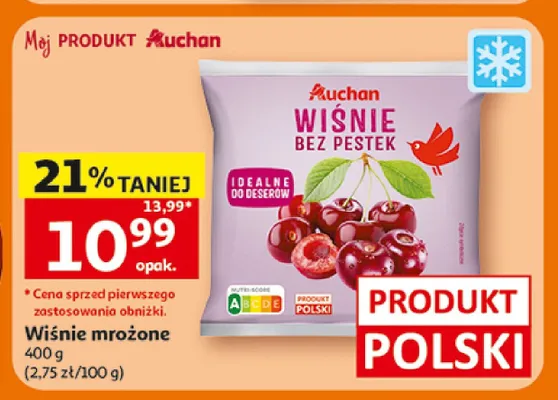 Wiśnie mrożone bez pestek Auchan promocja w Auchan
