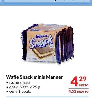 Wafle Snack minis Manner 5-pak promocja w Makro