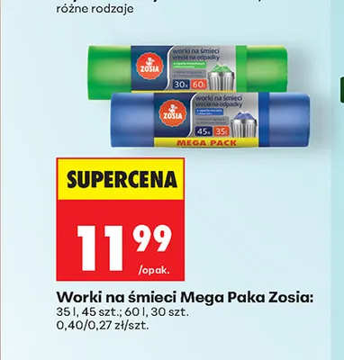 Worki na śmieci Mega Paka Zosia 35 l promocja w Biedronka