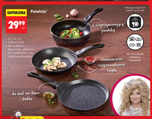 Patelnia głęboka śr. 24 cm z aluminium Mg Home promocja w Biedronka
