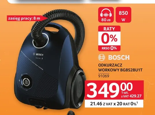 Odkurzacz workowy BGBS2BU1T Bosch promocja w Selgros