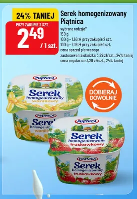 Serek homogenizowany truskawkowy Piątnica promocja w POLOmarket