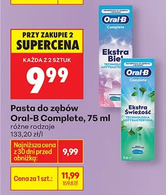 Pasta do zębów Complete różne rodzaje promocja w Biedronka