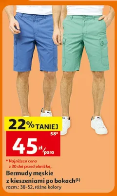 Bermudy męskie z kieszeniami po bokach Inextenso promocja w Auchan