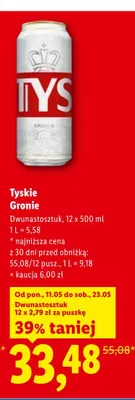 Piwo Tyskie Gronie 12-pak 500ml promocja w Lidl