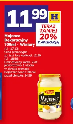 Majonez Dekoracyjny 700ml Winiary promocja w Hitpol