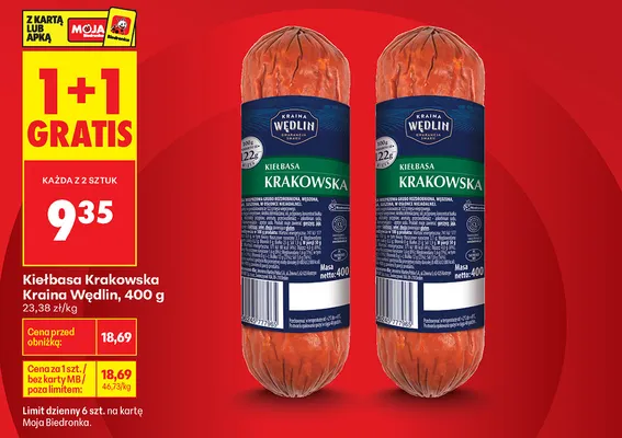 Kiełbasa Krakowska Kraina Wędlin promocja w Biedronka