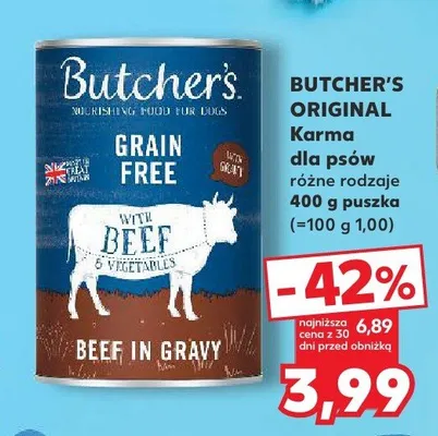Karma dla psów Butcher's Original z wołowiną w sosie promocja w Kaufland