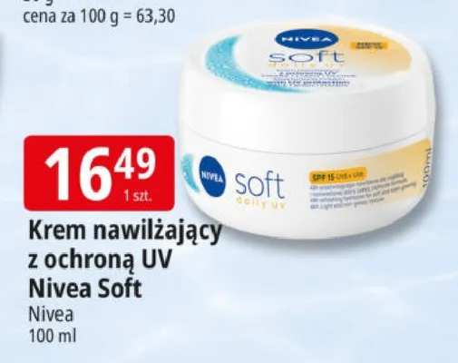 Krem nawilżający z ochroną UV Nivea Soft promocja w Leclerc