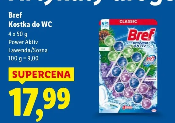 Kostka do WC Bref Classic Power Aktiv Lawenda/Sosna promocja w Lidl
