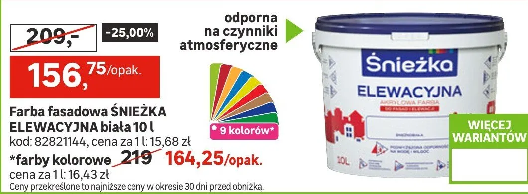 Farba fasadowa Elewacyjna biała promocja w Leroy Merlin