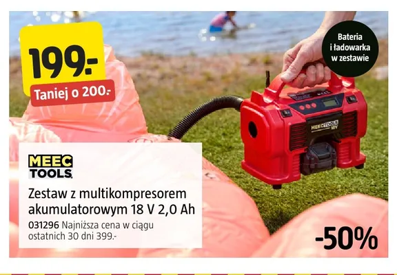 Zestaw z multikompresorem akumulatorowym Meec Tools promocja w Jula