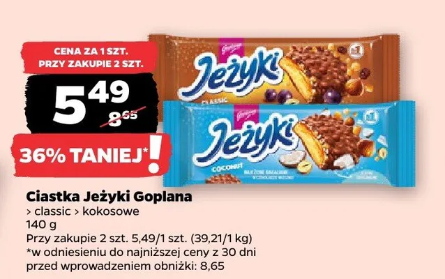 Ciastka Jeżyki Goplana kokosowe promocja w Netto