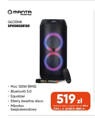 Głośnik SPK0802B120 Manta promocja w Max Elektro