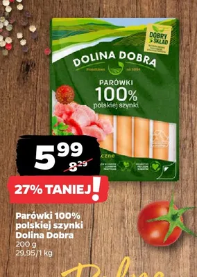 Parówki 100% polskiej szynki Dolina Dobra promocja w Netto